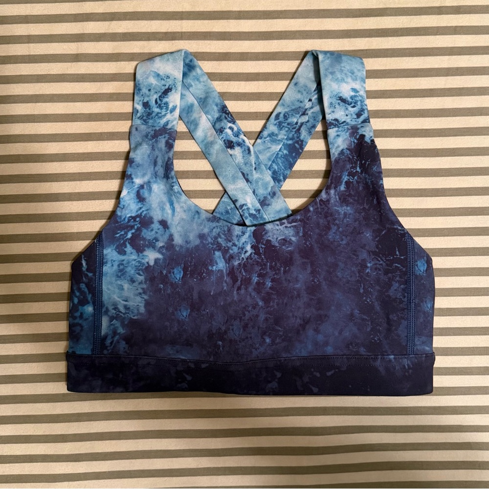 Lululemon Athletica Blue Marble Tye Dye  Sports Bra